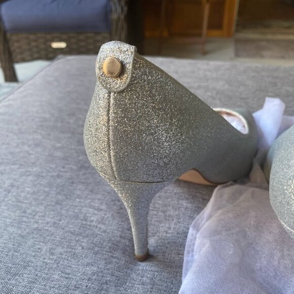 Pointed Toe High Heels Stiletto Slip On Comfort Silver Pump Shoe, Size 8 - Picture 5 of 7